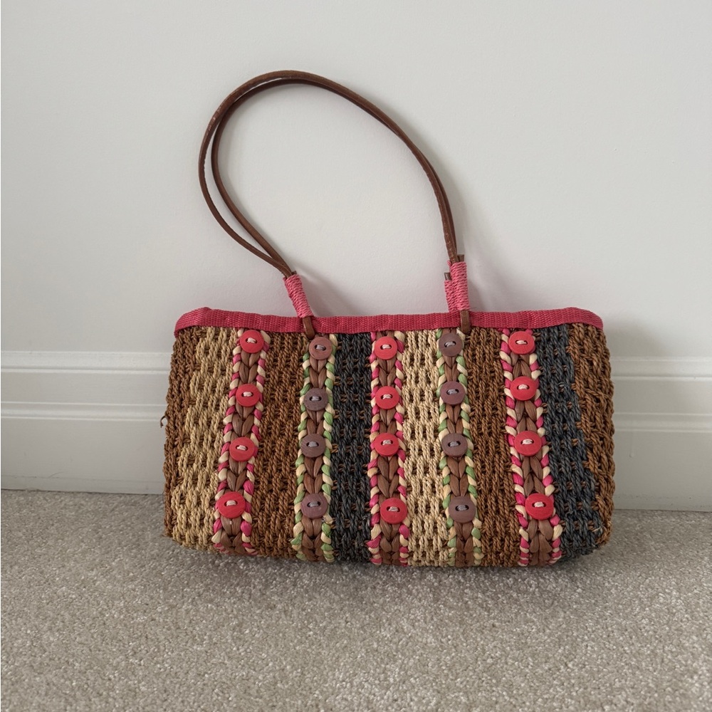 Multicolor Woven Shoulder Bag